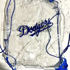 Clear Dodgers Drawstring Backpack in Blue